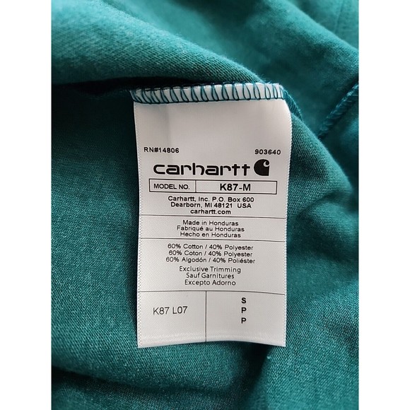 Carhartt Pocket T Shirt Mens S Green Loose Fit Heavyweight LOGO NEW - Picture 4 of 5